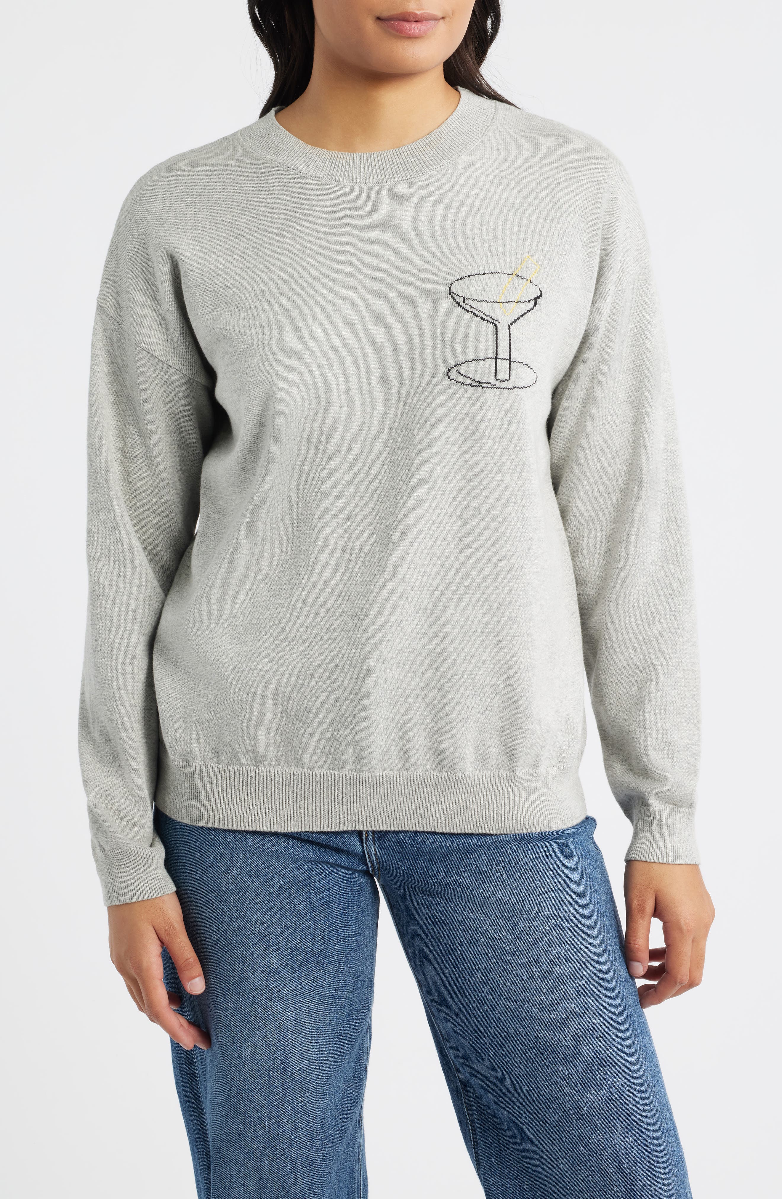 Bobeau Martini Crewneck Cotton Sweater