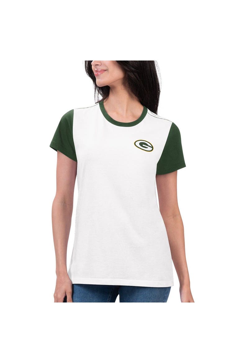 Women's G-III 4Her by Carl Banks White/Green Green Bay Packers Fashion Illustration T-Shirt, Alternate, color, White