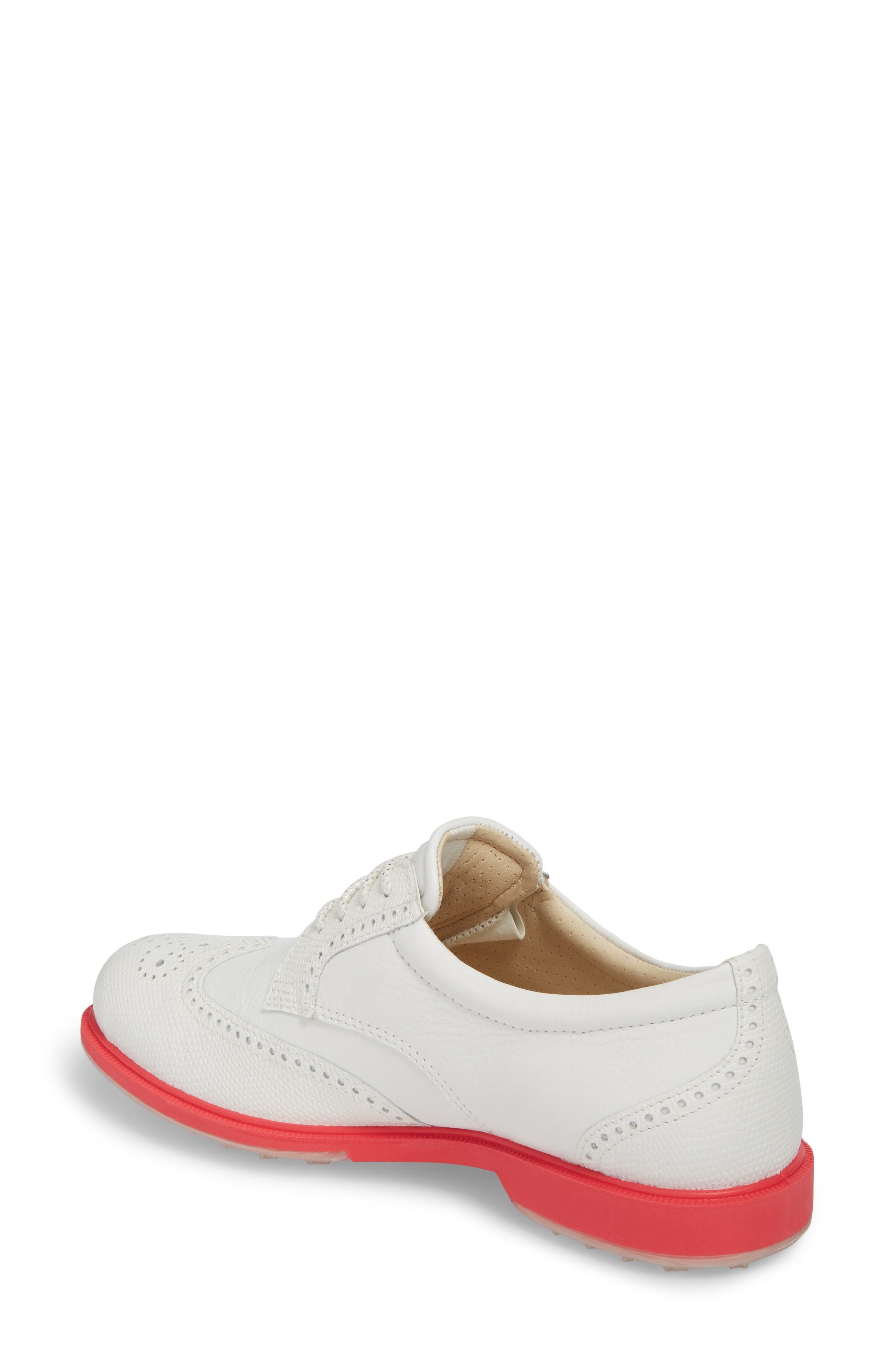 'Tour' Hybrid Wingtip Golf Shoe, Alternate, color, WHITE LEATHER/ RED