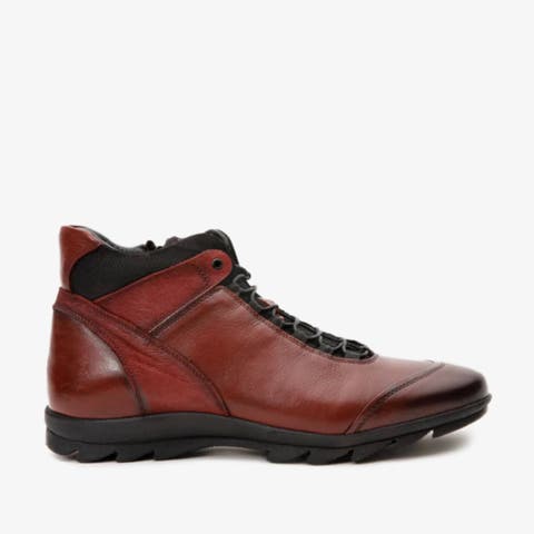 The Houston Leather Lace-up Casual Boot With A Zipper
