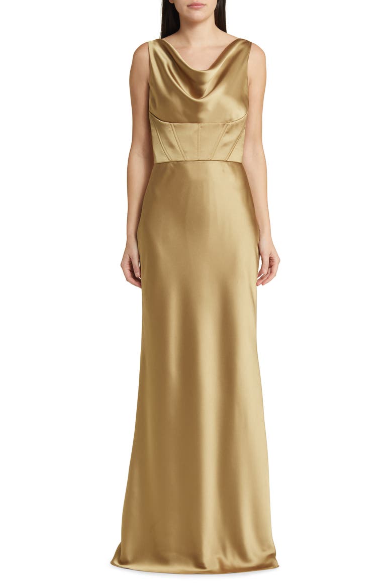amsale gold dress Amsale Satin one-shoulder Dress | Gold