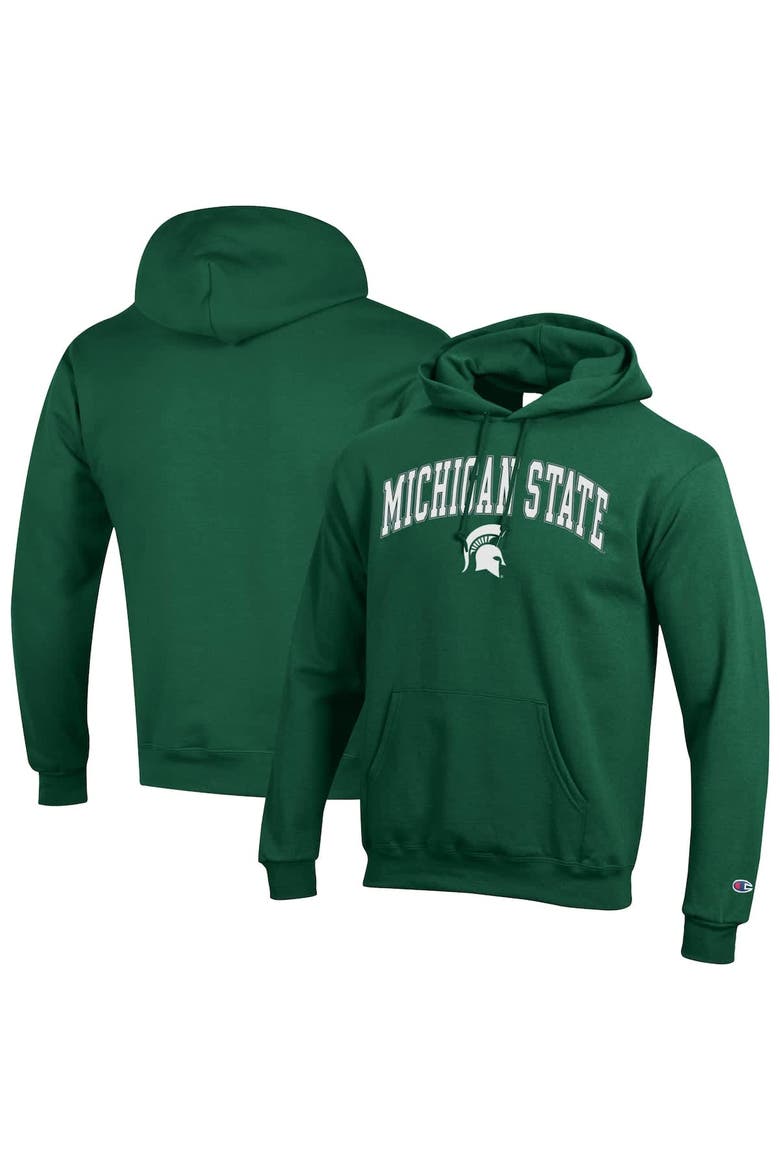 Men's Champion  Green Michigan State Spartans Arch Over Logo Pullover Hoodie, Alternate, color, Green