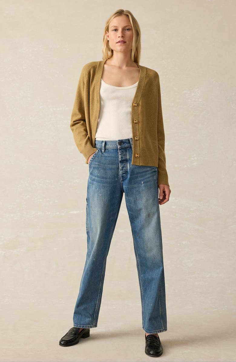 Faherty Jackson V-Neck Cotton Blend Cardigan, Alternate, color, Antique Bronze