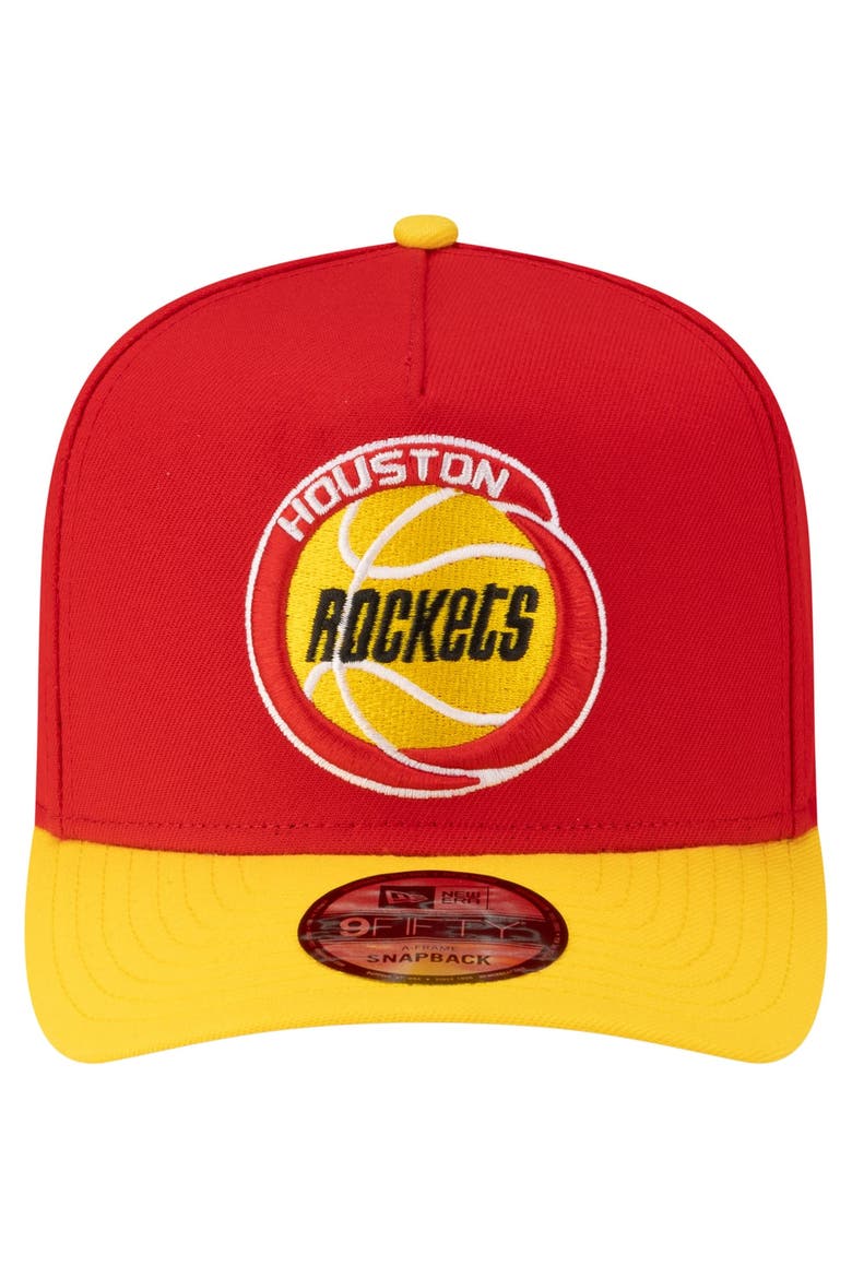 Men's New Era  Red/Gold Houston Rockets 80s Throwback A-Frame 9FIFTY Snapback Hat, Alternate, color, Red