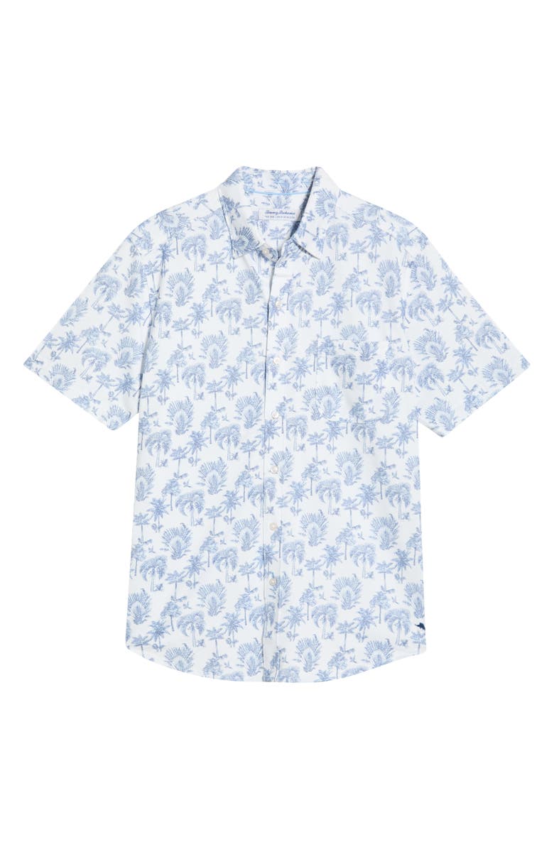 Tommy Bahama San Lucio Island Tapestry IslandZone<sup>®</sup> Knit Short Sleeve Cotton Blend Button-Up Shirt, Alternate, color, Cobalt Sea