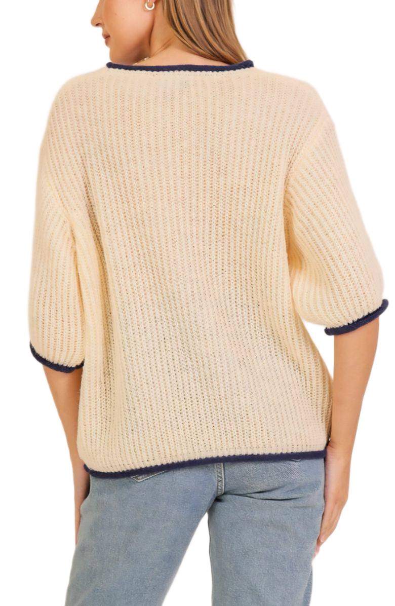 Knit and Lounge Knit Half-Sleeve Pullover Sweater, Alternate, color,