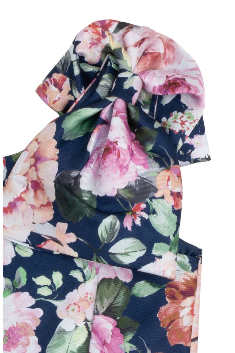 Kids' Floral Print Mikado Bow Dress, Alternate, color, NAVY