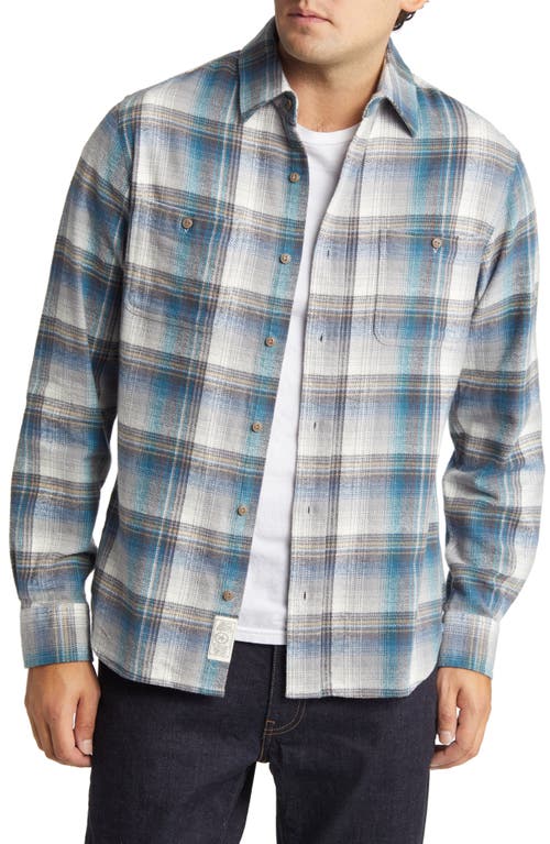 Schott NYC Two-Pocket Long Sleeve Flannel Button-Up Shirt in Turquoise 