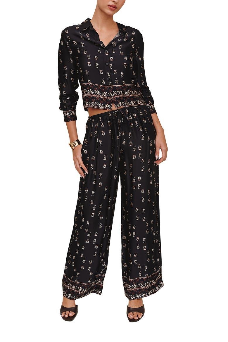 Single Pleat Wide Leg Pants, Alternate, color, FLORAL BORDER PRINT