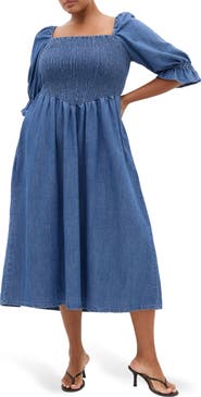 City Chic Kaitlyn Smocked Denim Dress