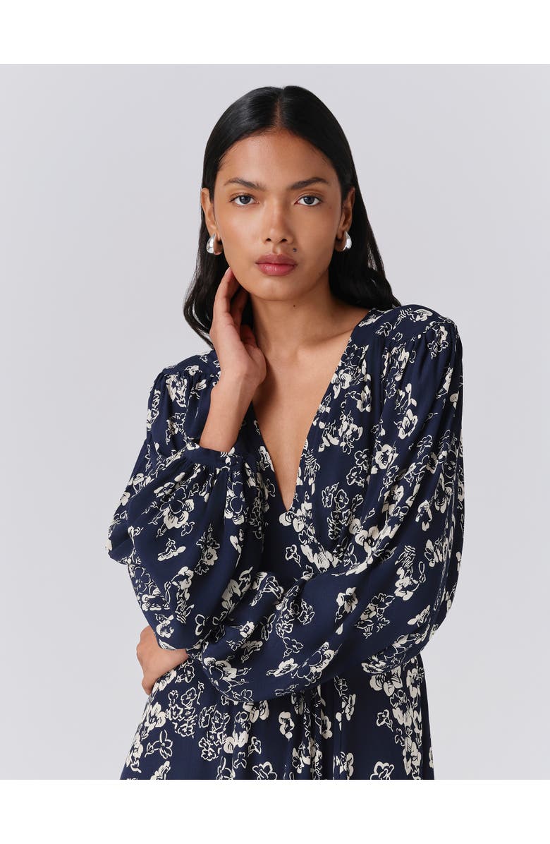 Ghost London Wren Floral V Neck Midi Dress, Alternate, color, Navy Floral