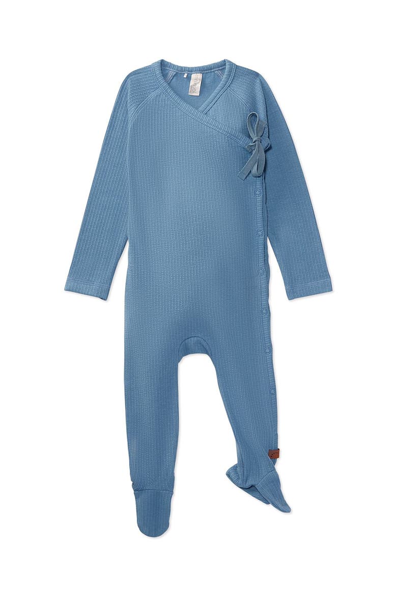 Solid Ribbed Cross Over Tie Footie, Main, color, Blue Bell