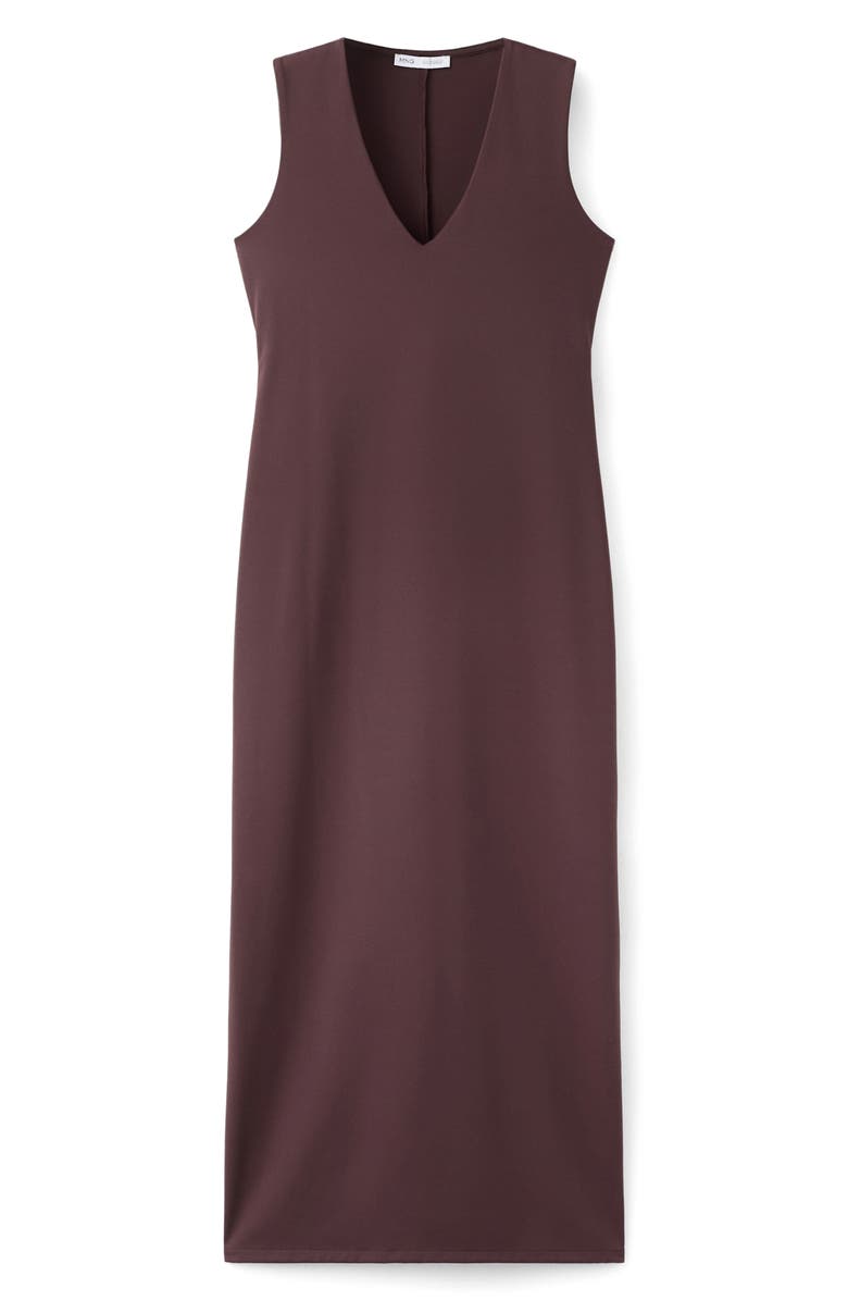 MANGO Sleeveless V-Neck Dress, Main, color, Burgundy