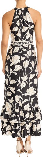 High Neck Ruffle Maxi Dress