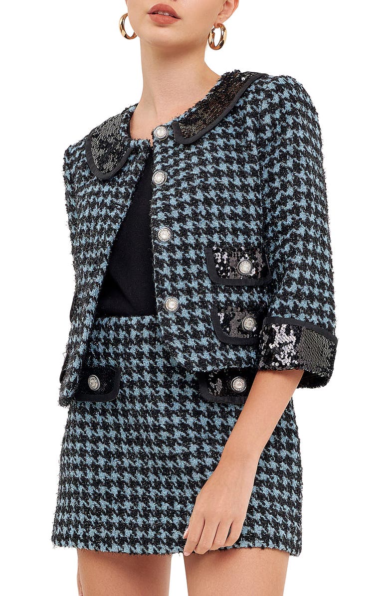Endless Rose Premium Sequin Tweed Jacket, Main, color, 