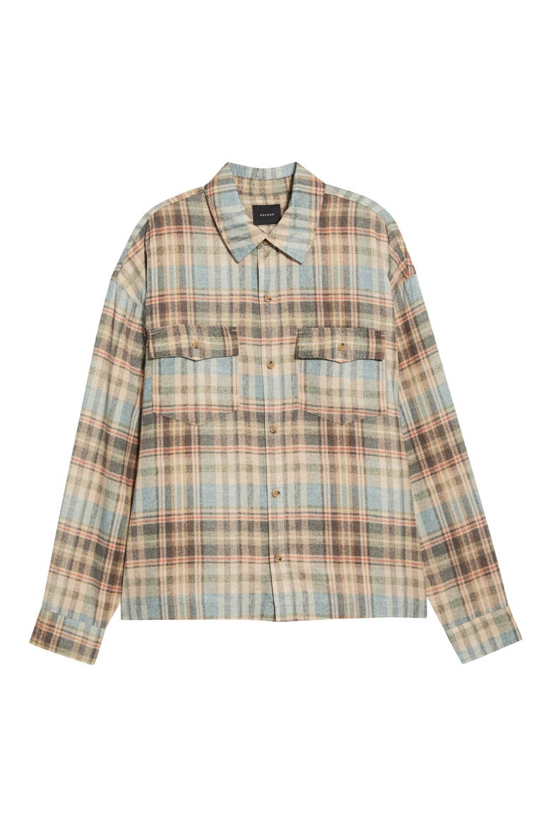 Cody Plaid Flannel Button-Up Shirt, Main, color, BEIGE/ GREY MULTI