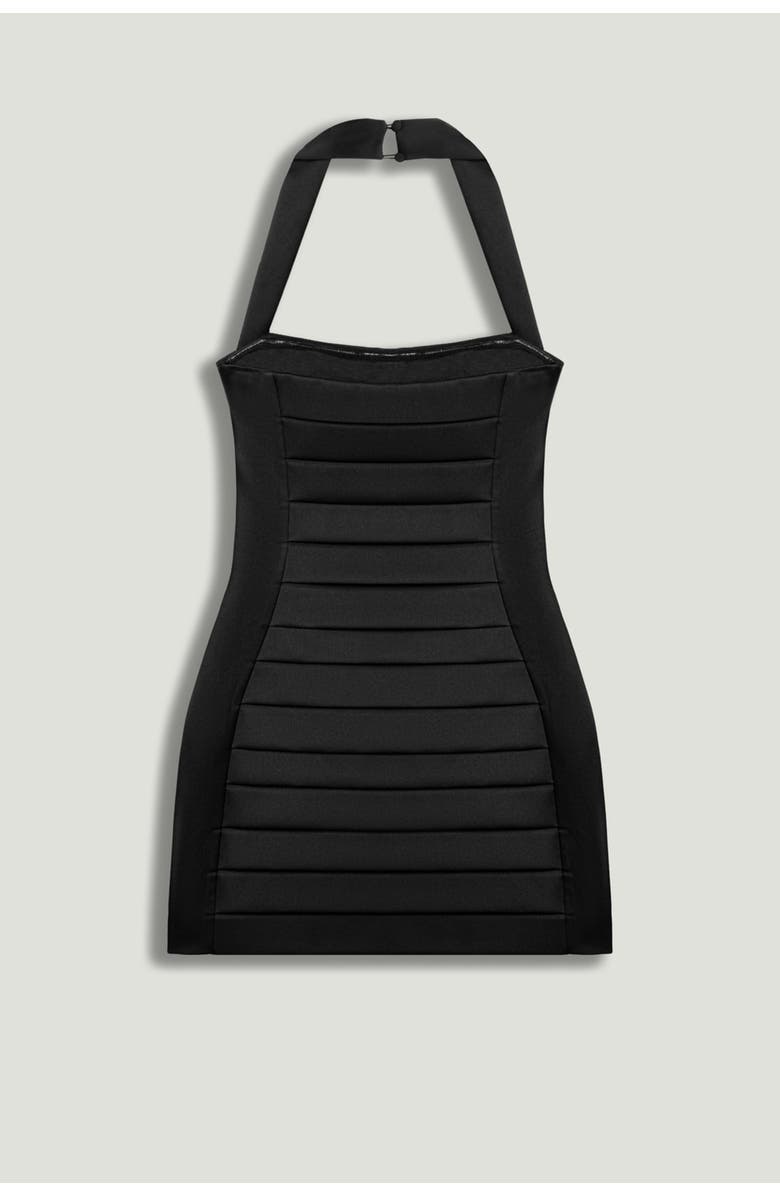 Nocturne Pleated Detail Embellished Mini Dress, Alternate, color, Black