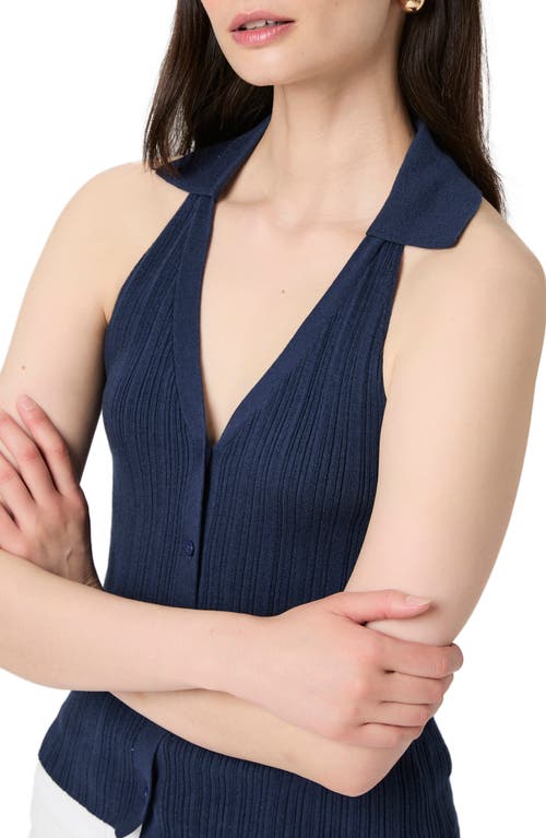 Paige Womens Noellia Ribbed Cotton-blend Knitted Tank Top Navy Xs In Blue