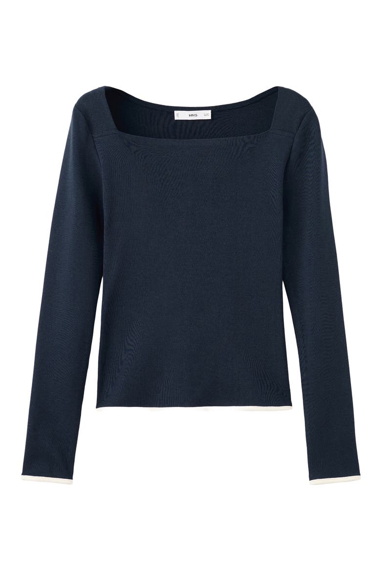Boat Neck Cotton T-Shirt, Alternate, color, NAVY