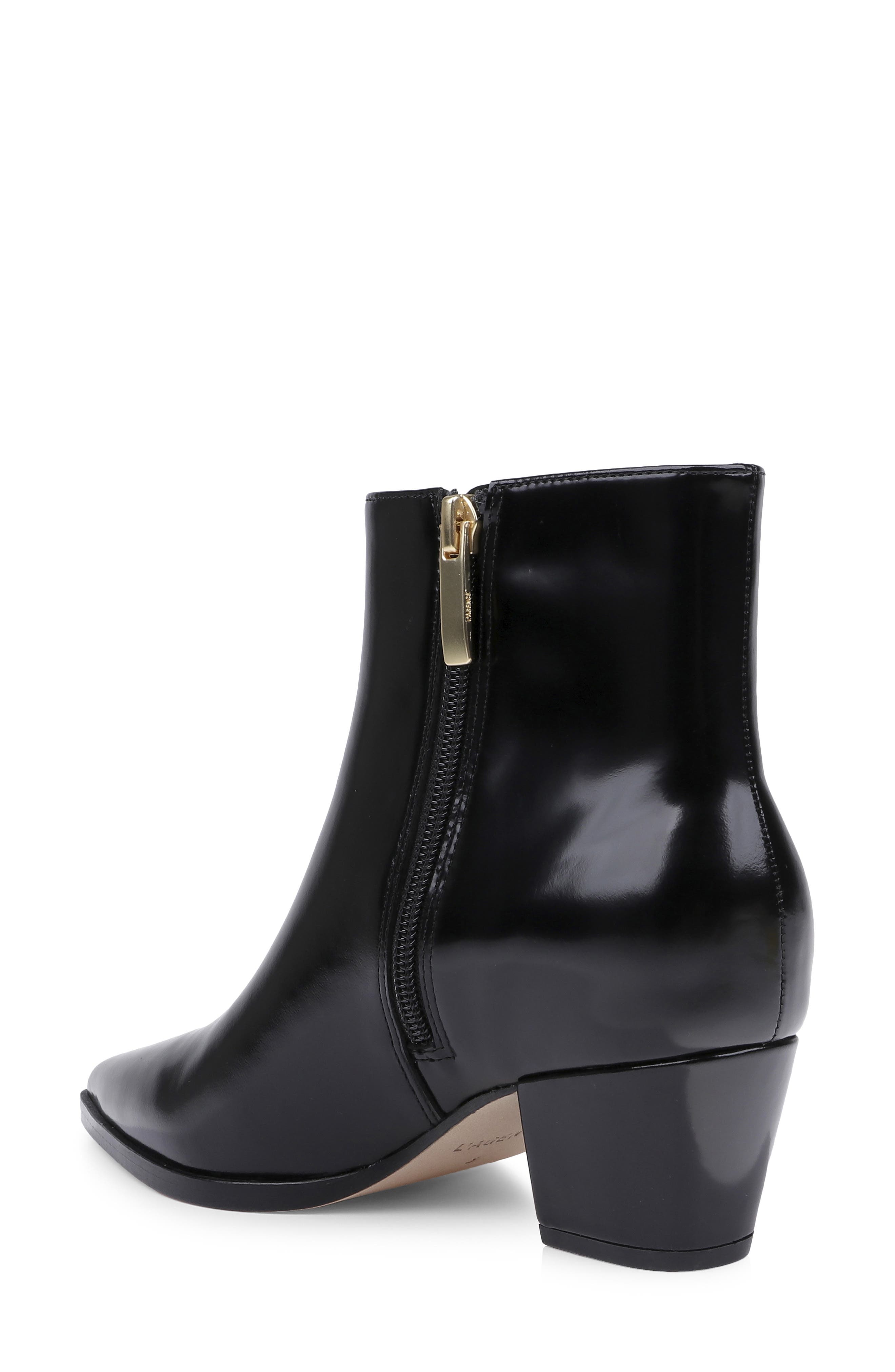Vesey II Pointed Toe Bootie, Alternate, color, BLACK LEATHER