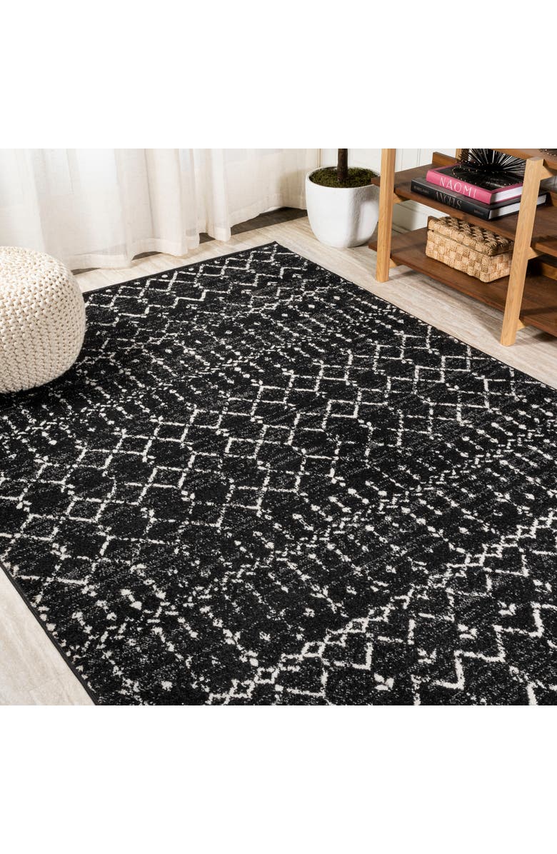 JONATHAN Y Moroccan HYPE Boho Vintage Diamond Area Rug, Alternate, color, Black/Ivory