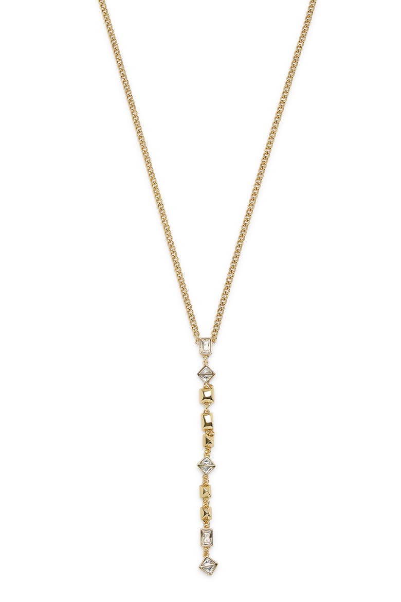 Geometric Crystal Y-Necklace, Main, color, GOLD