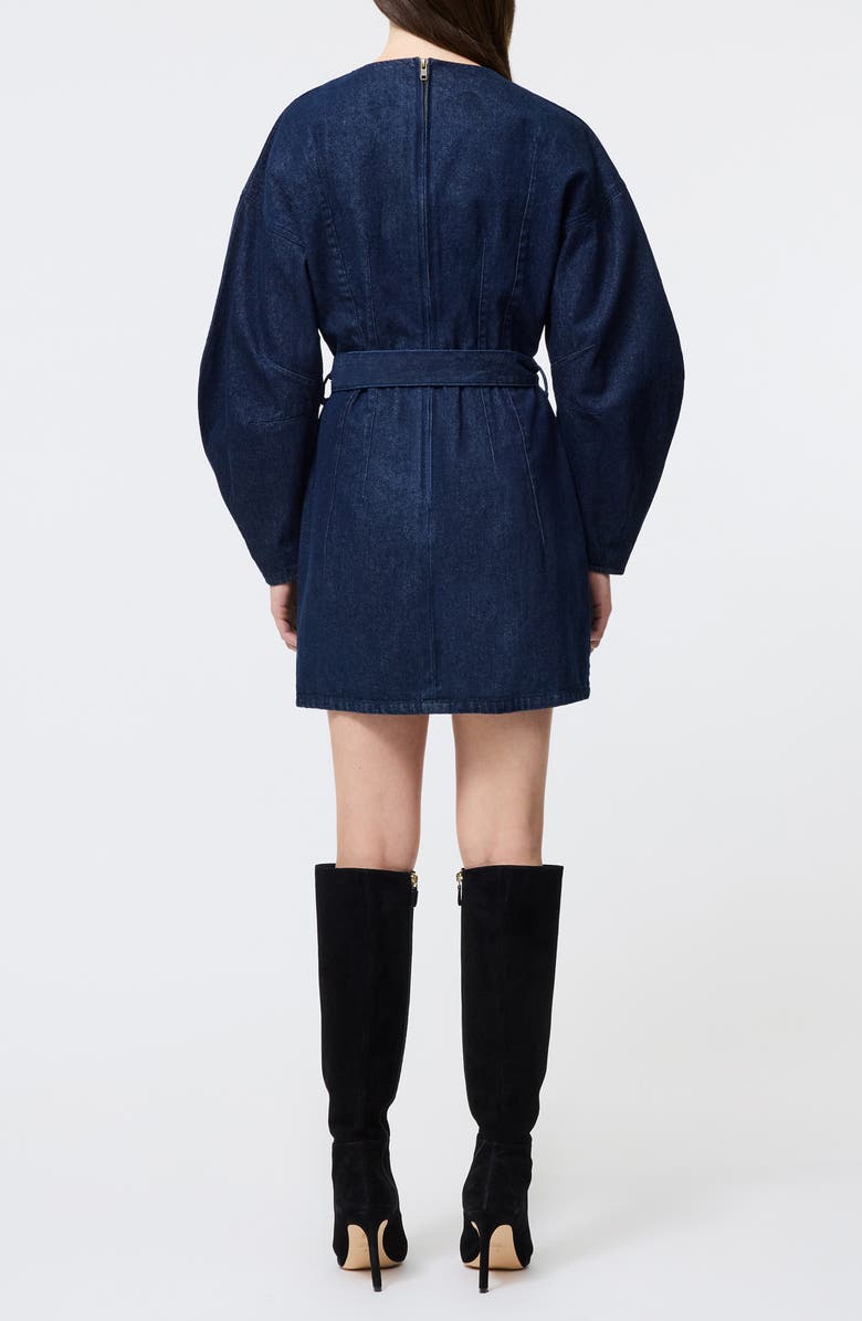French Connection Leighton Tie Waist Long Sleeve Minidress, Alternate, color, Dark Indigo