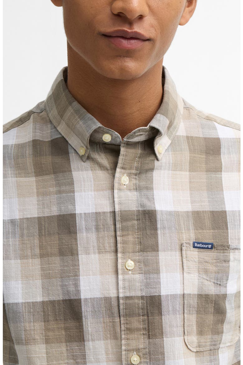 Hillroad Tailored Fit Buffalo Check Slub Cotton Button-Down Shirt, Alternate, color, STONE