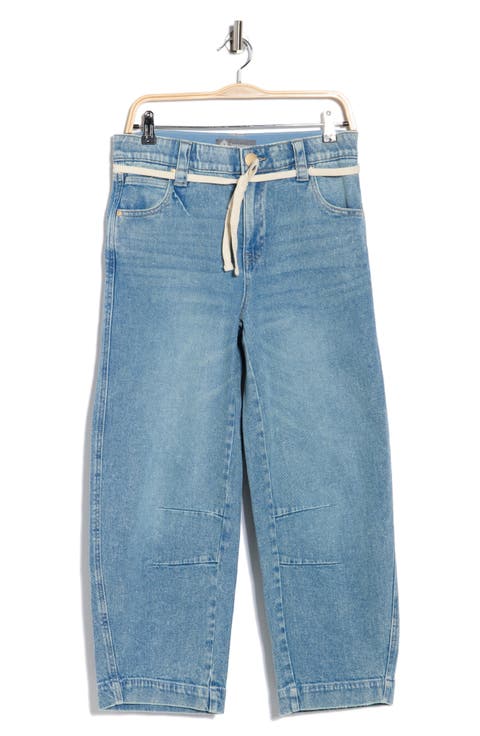 Tie Waist Crop Barrel Leg Jeans (Petite)