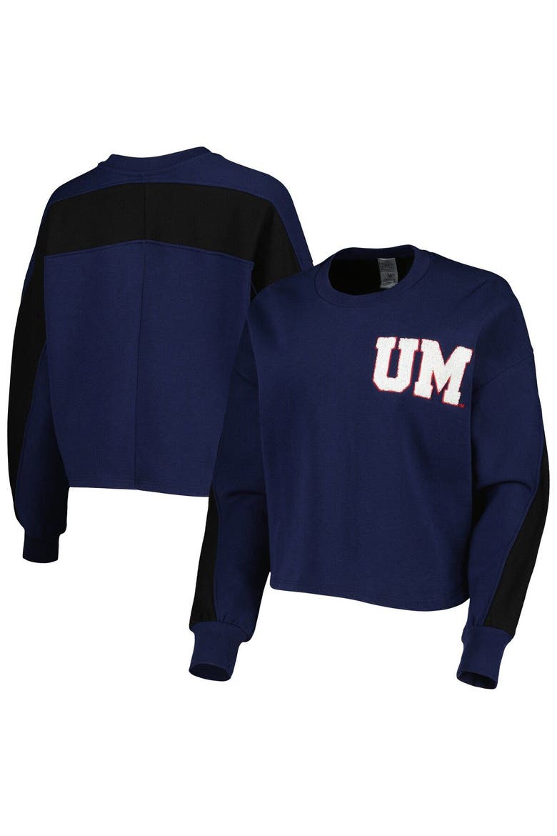 Women's Gameday Couture Navy Michigan Wolverines Back To Reality Colorblock Pullover Sweatshirt, Main, color, Navy