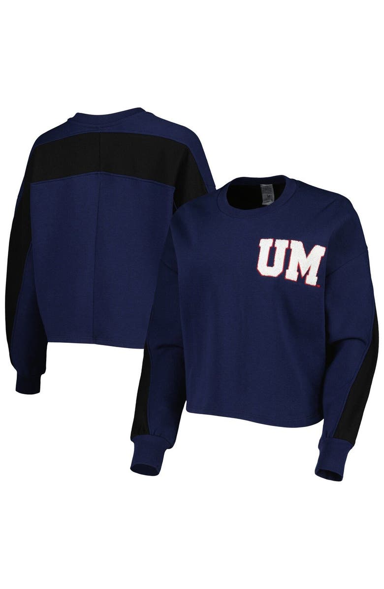 GAMEDAY COUTURE Women's Gameday Couture Navy Michigan Wolverines Back To Reality Colorblock Pullover Sweatshirt, Main, color, Navy