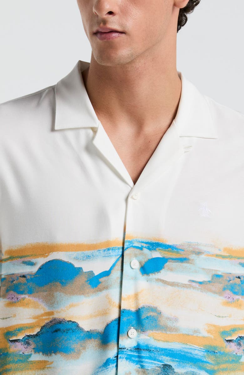 Original Penguin Hibiscus Flora Camp Shirt, Alternate, color, Bright White