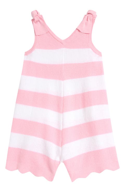 Stripe Shoulder Tie Cotton Sweater Romper (Baby)