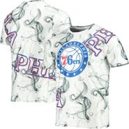 FISLL Men's FISLL White/Black Philadelphia 76ers Asymmetric Bold Smoke T-Shirt
