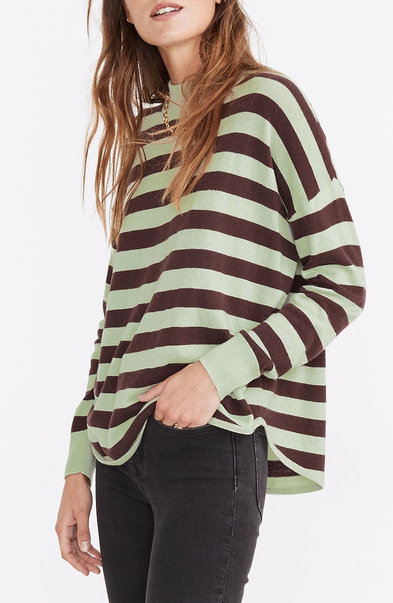Madewell Ashbury Kelsey Stripe Mock Neck Sweater, Alternate, color,