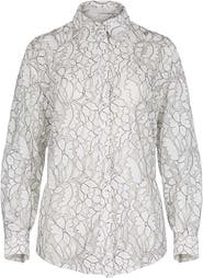 Anne Fontaine Women's Shirt Daniela White And Black Sheer Oversized Shirt