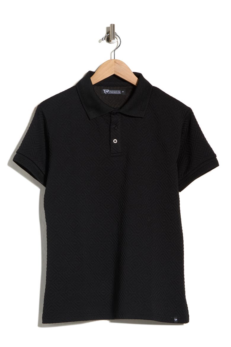Textured Short Sleeve Polo, Alternate, color, BLACK