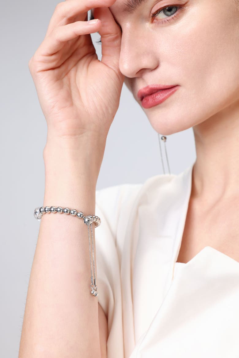 FrostLily Azeztulite Crystal and Bead Bolo Bracelet, Alternate, color, Silver