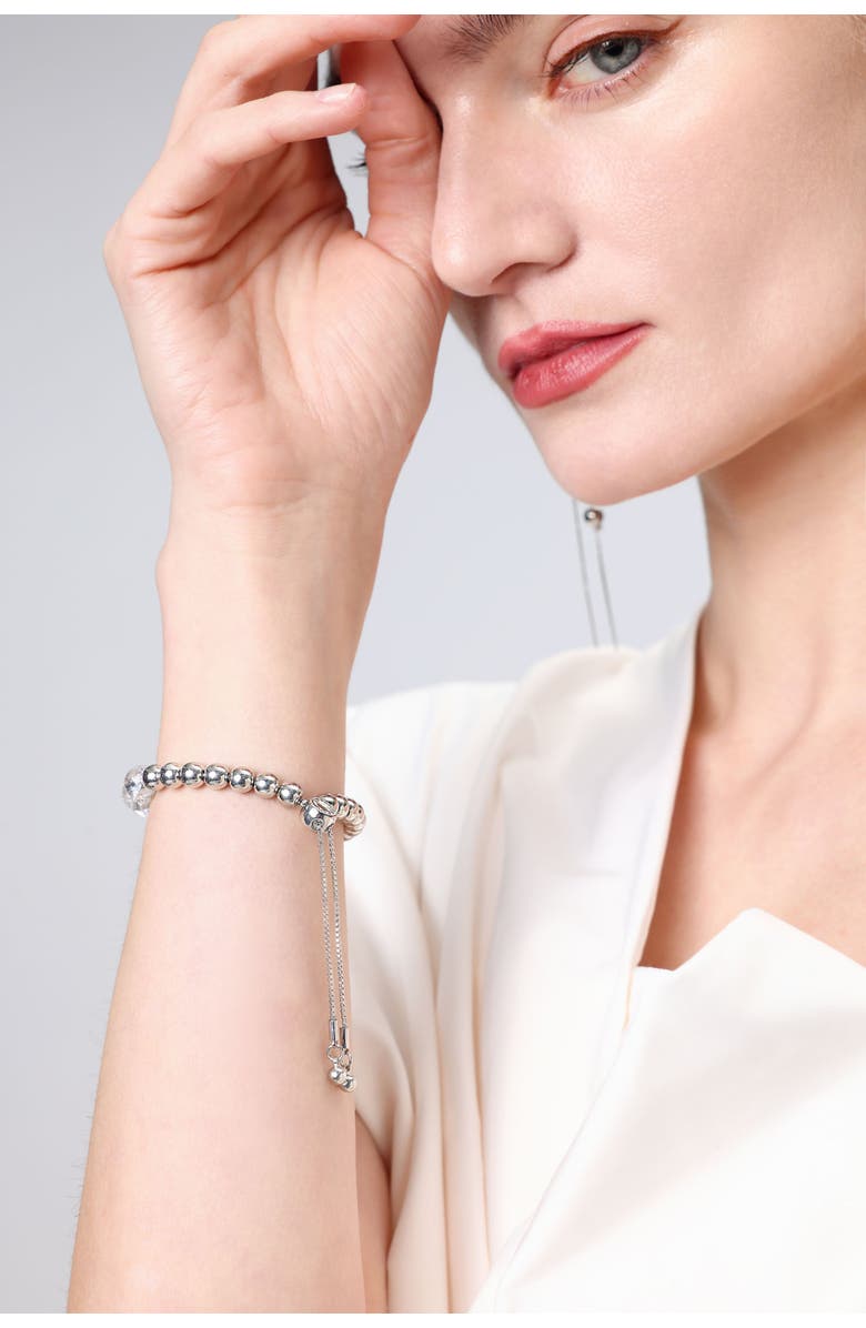 Classicharms FrostLily Azeztulite Crystal and Bead Bolo Bracelet, Alternate, color, Silver