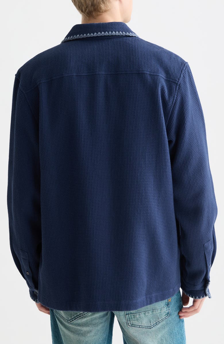 Scotch & Soda Waffle Texture Cotton Button-Up Shirt, Alternate, color, Pageant Blue