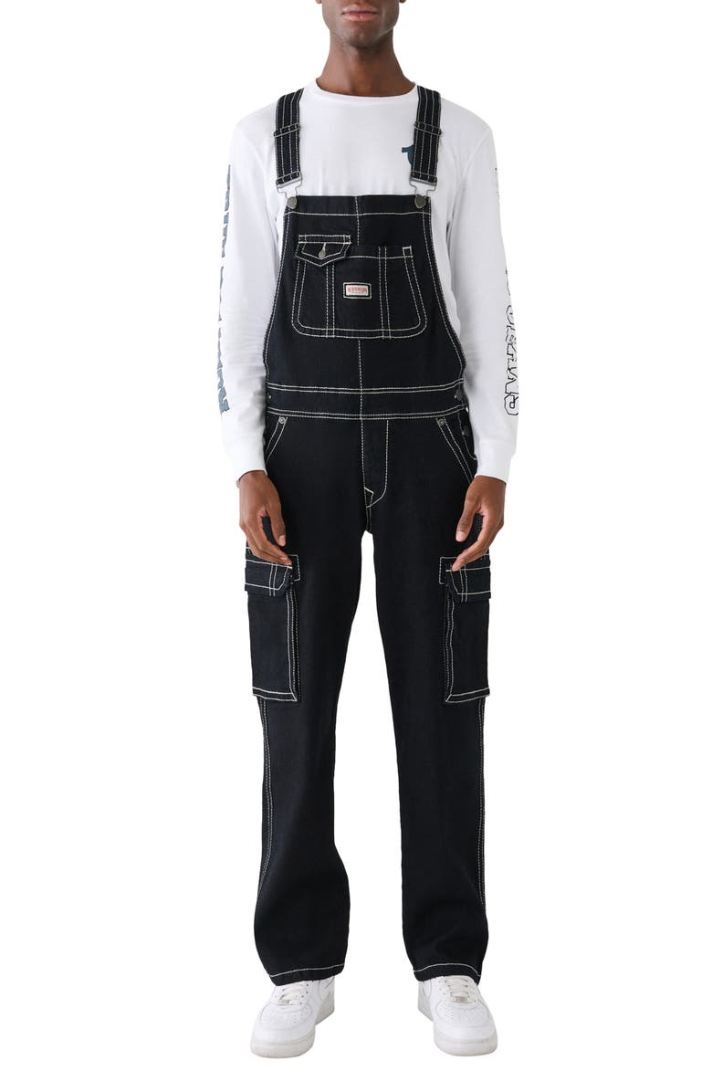 True Religion Big T Denim Overalls, Main, color, 