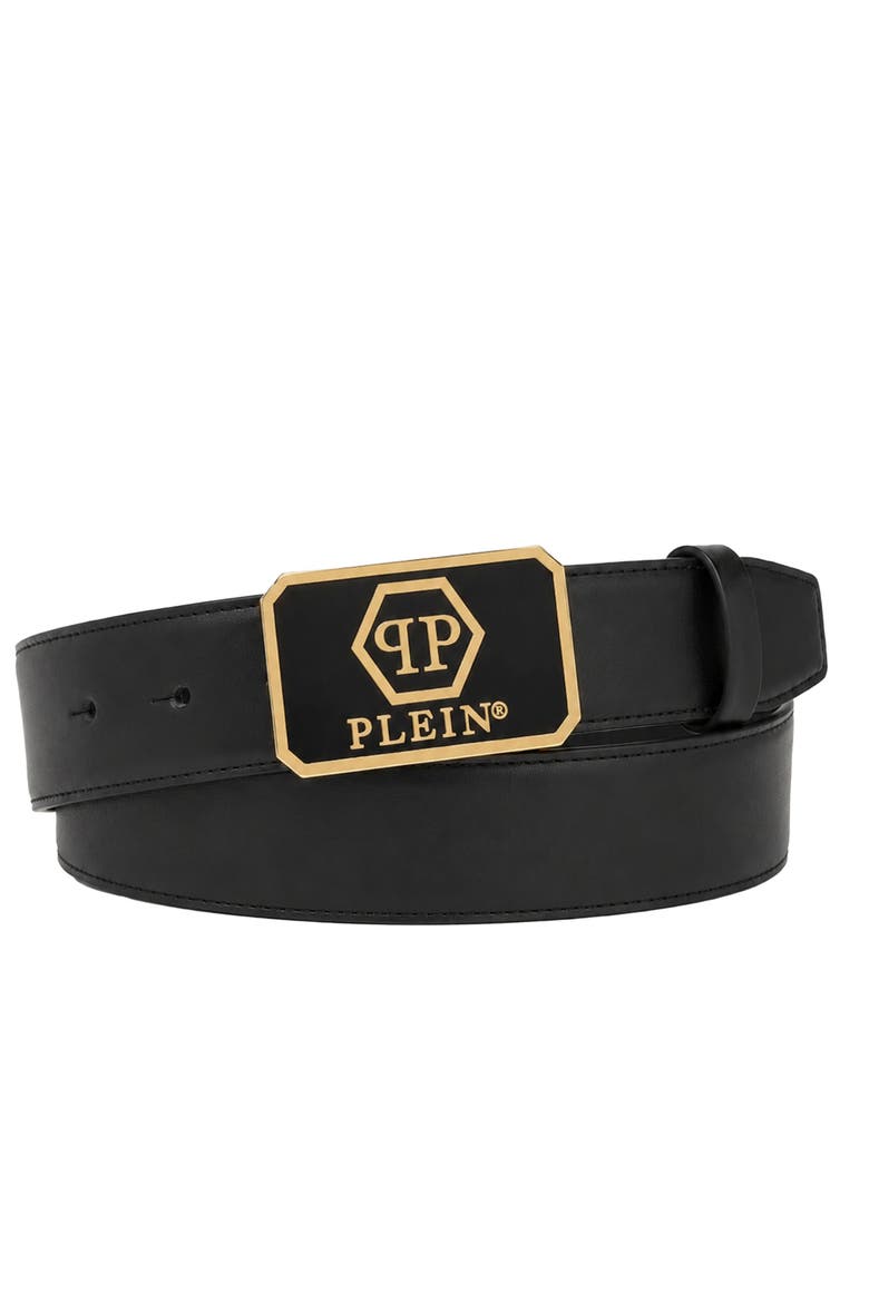 Belt Hexagon Men, Main, color, black/lightgold
