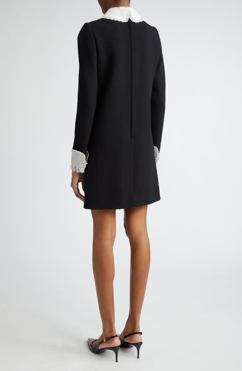 Dolce&Gabbana Lace Bib Long Sleeve Wool Blend Minidress, Alternate, color,