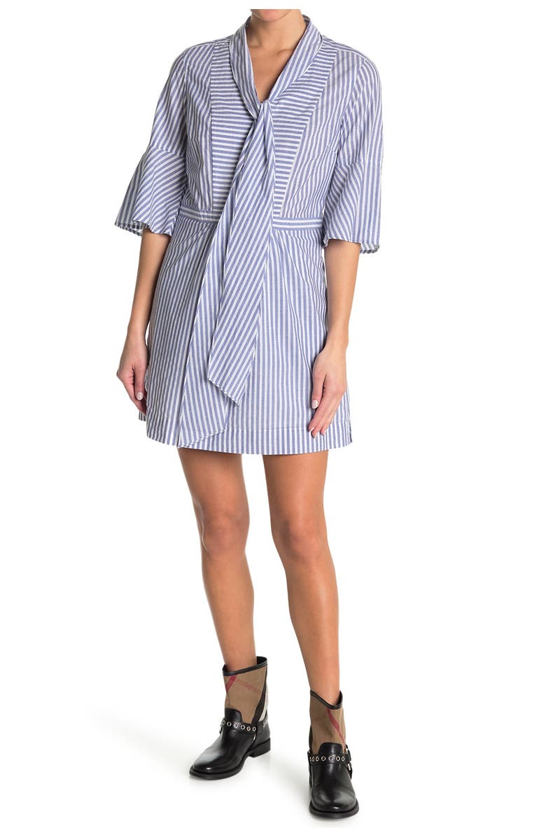 Burberry Neck Tie Stripe Shirt Dress, Main, color,