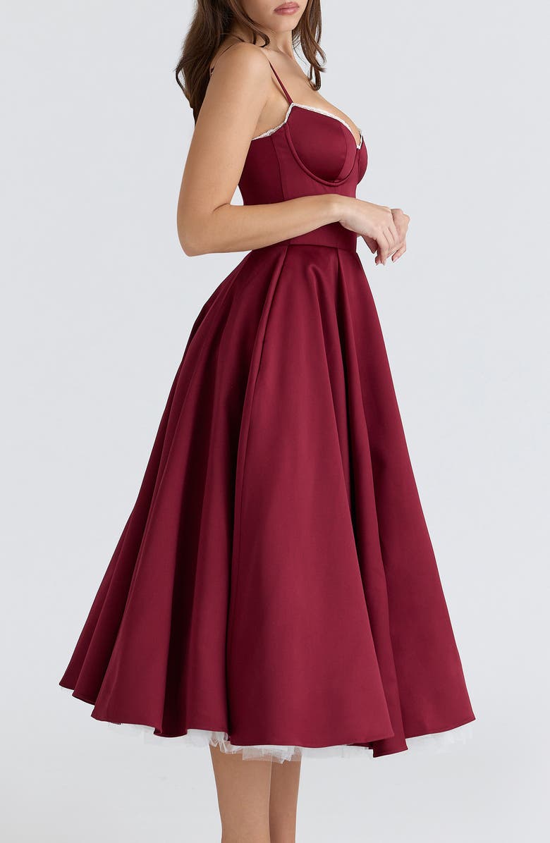 HOUSE OF CB Mademoiselle Sweetheart Neck Satin Cocktail Dress, Alternate, color, Wine