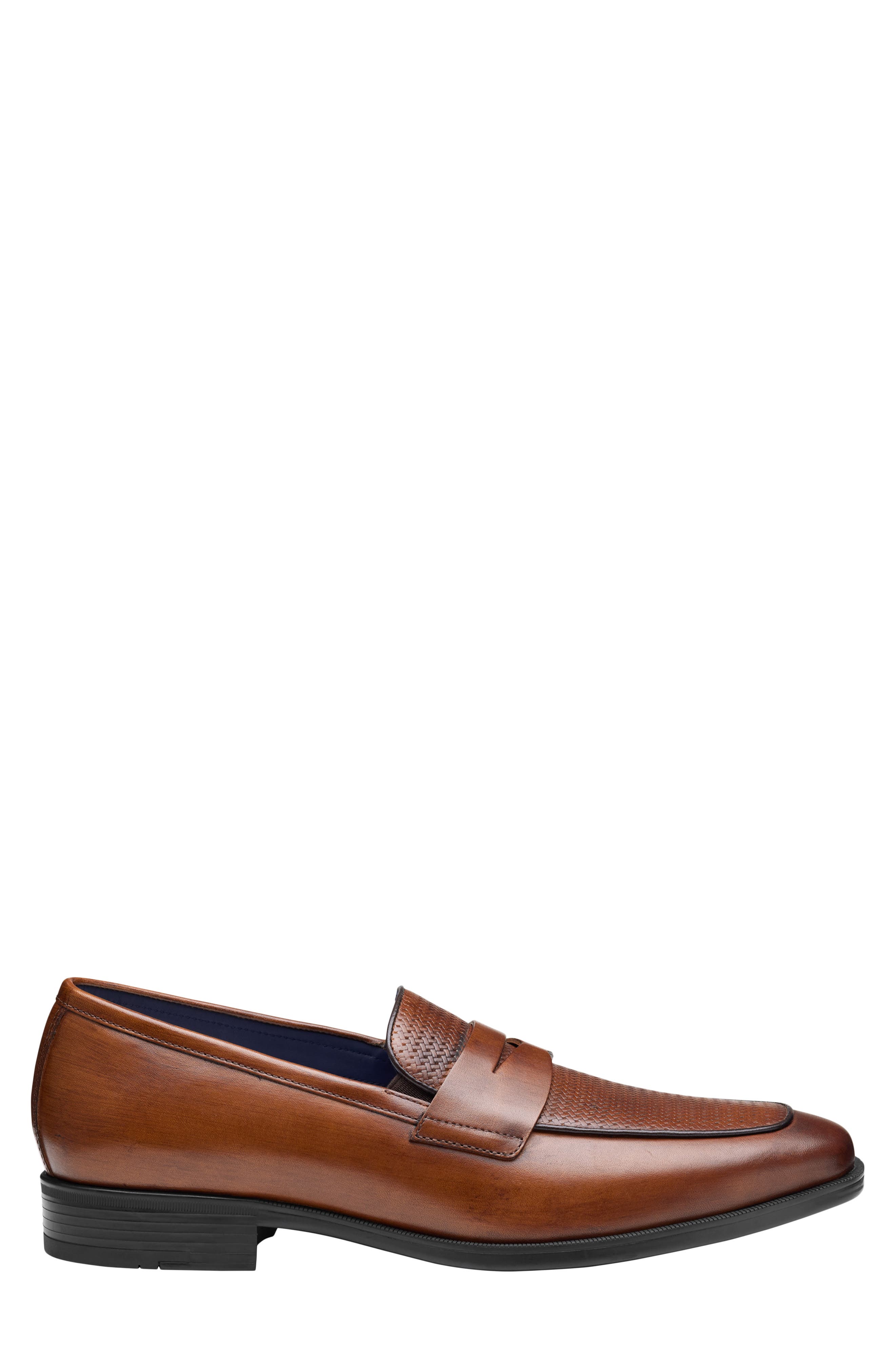 Gibbons Embossed Penny Loafer, Alternate, color, MAHOGANY FULL GRAIN