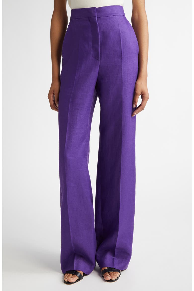 Aversa Flax Linen Wide Leg Trousers, Main, color, PURPLE
