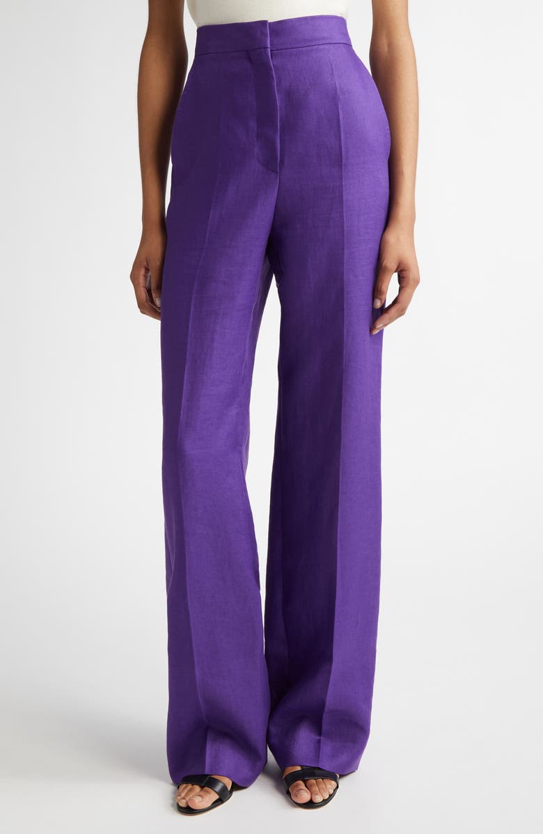Max Mara Aversa Flax Linen Wide Leg Trousers, Main, color,