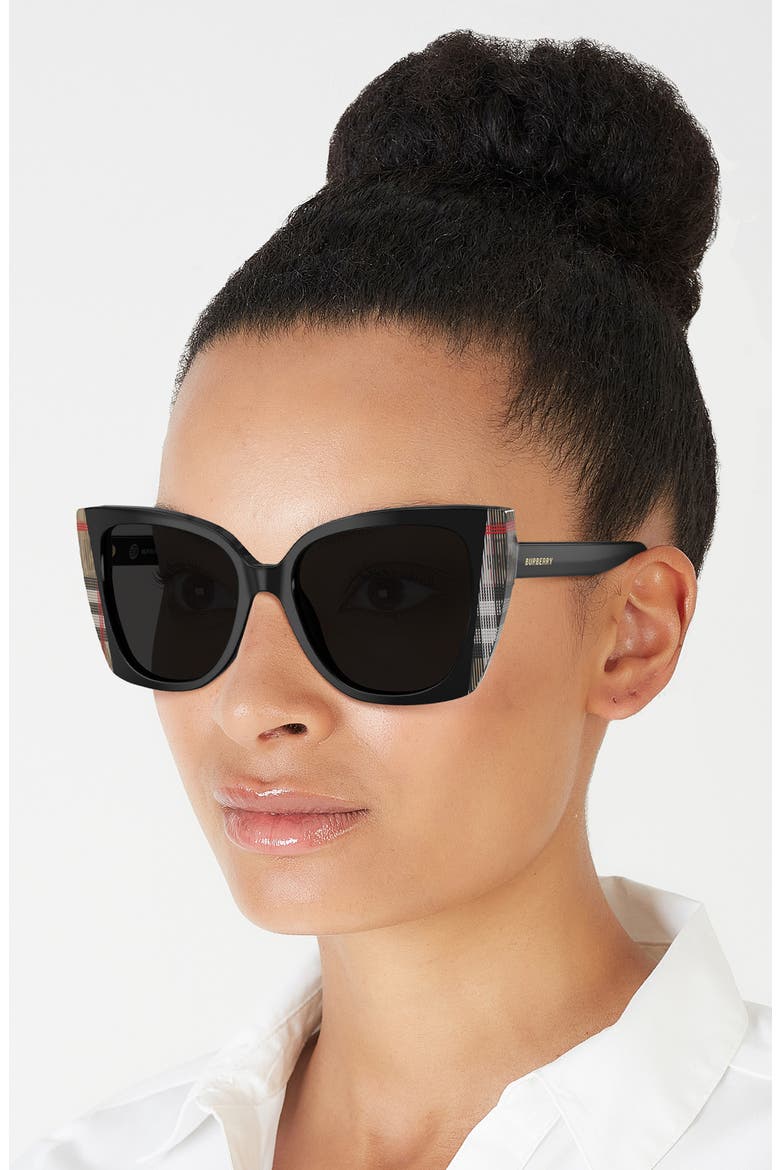 54mm Cat Eye Sunglasses, Alternate, color, BLACK/ VINTAGE CHECK/ GREY