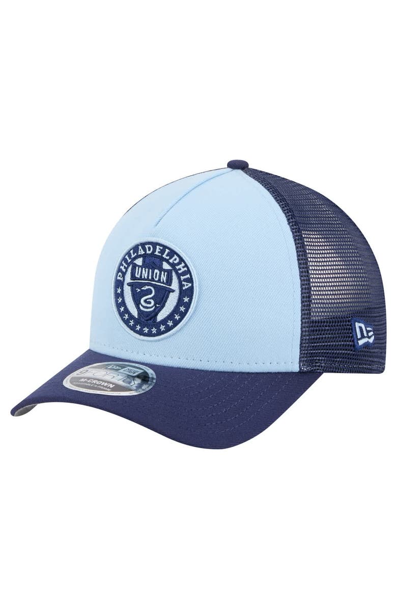 New Era Men's New Era Light Blue Philadelphia Union Color Pack 9FORTY M-Crown A-Frame Adjustable Trucker Hat, Main, color, 